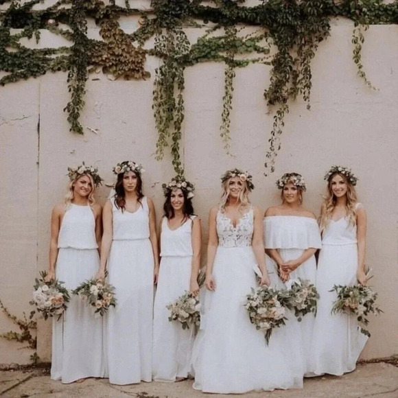 Show Me Your Mumu Kendall Maxi Dress Gown Wedding Cake Chiffon Bridal Size S - Picture 10 of 10